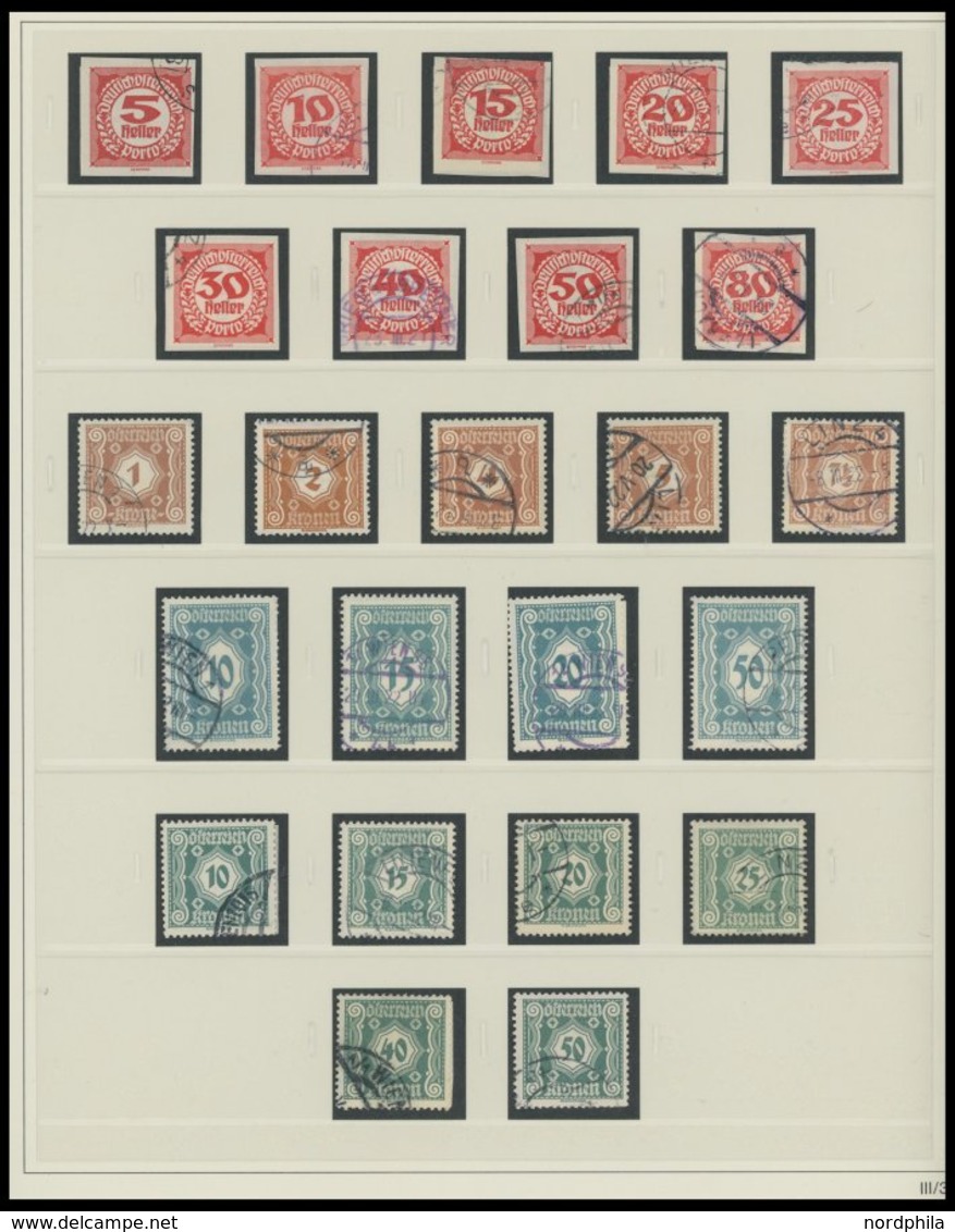 PORTOMARKEN o, 1894-1922, gestempelter Sammlungsteil Portomarken auf SAFE Dual Seiten, fast nur Prachterhaltung