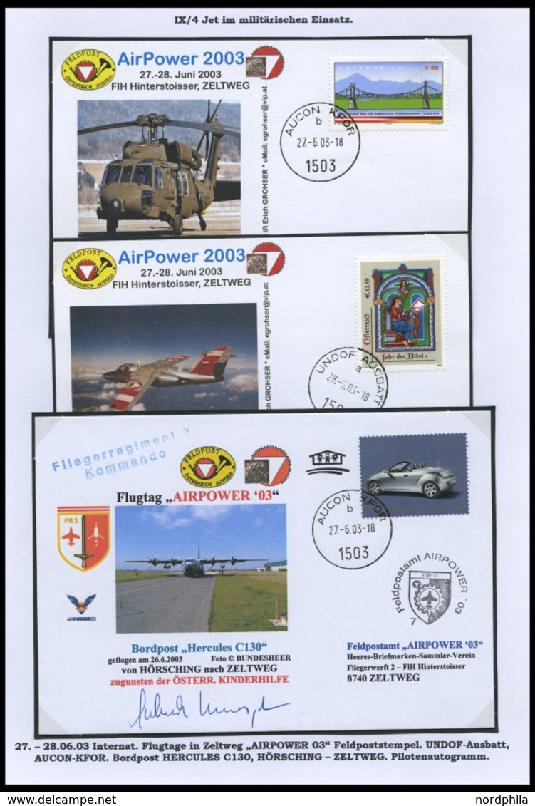 SONDERFLÜGE 1978-2003, 13 verschiedene Sonderbelege Militärflugzeuge und militärische Flugveranstaltungen, Pracht