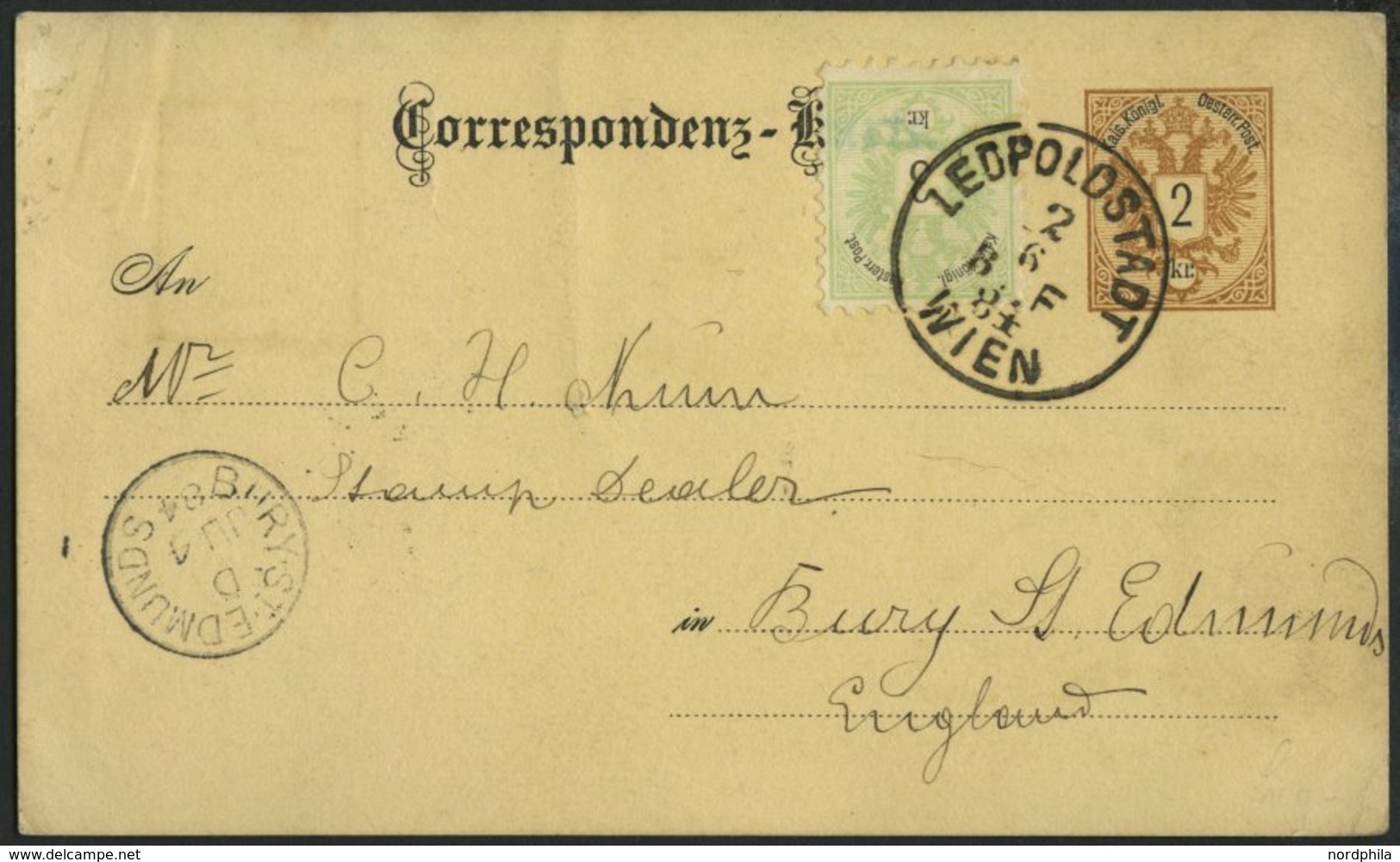 GANZSACHEN P 43,45 BRIEF, 1889, 2 Kr. Braun, Karte (deutsch) Mit Zusatzfrankatur 3 Kr. Doppeladler Von LEOPOLDSTADT WIEN - Other & Unclassified