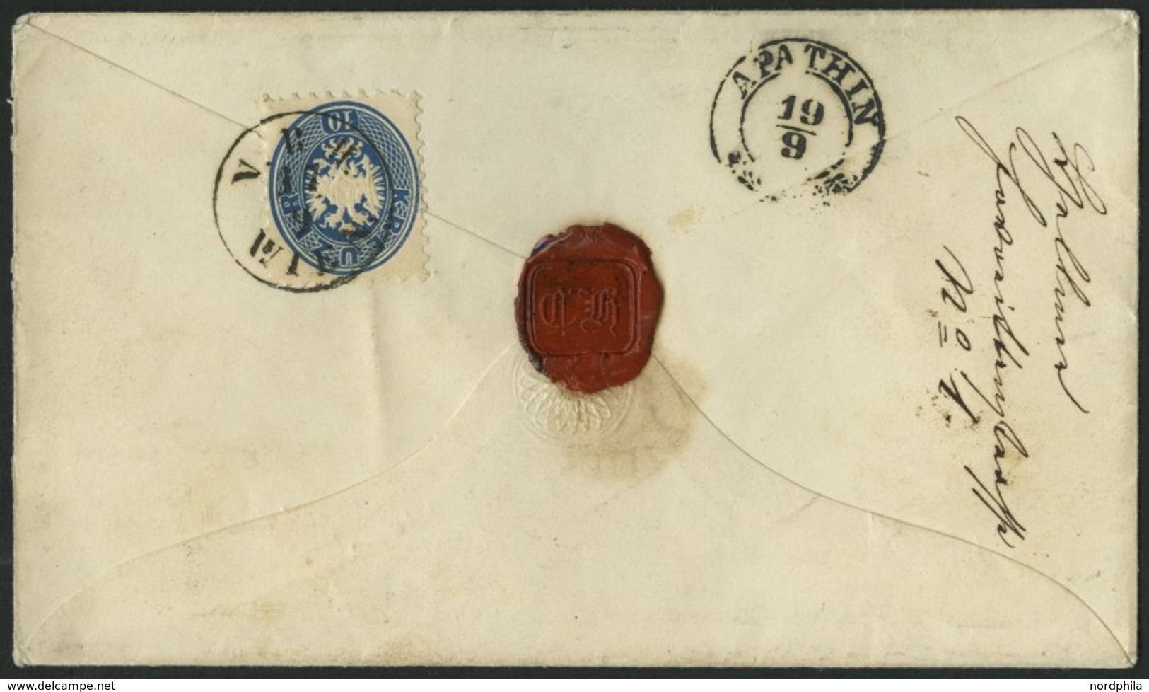 GANZSACHEN U 35,33 BRIEF, 1865, 15 Kr. Braun, Wz. 1, Umschlag Mit Rückseitigem Reco-Porto 10 Kr. Blau Von N.B.H. WIEN Na - Other & Unclassified