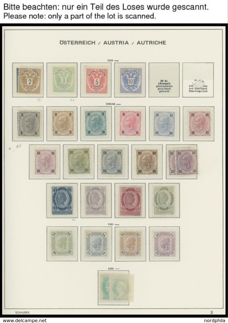 SAMMLUNGEN *,** , 1883-1919, Ungebrauchte Sammlung Österreich Mit Zahlreichen Guten Werten Und Sätzen, Meist Prachterhal - Collezioni