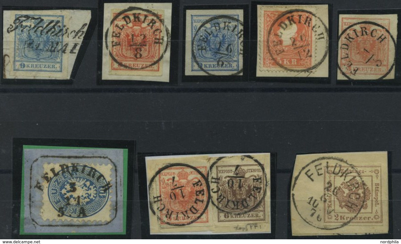 LOTS BrfStk,o , 1850-1876, 9 Werte Mit Abstempelungen Aus FELDKIRCH, Meist Pracht - Collections