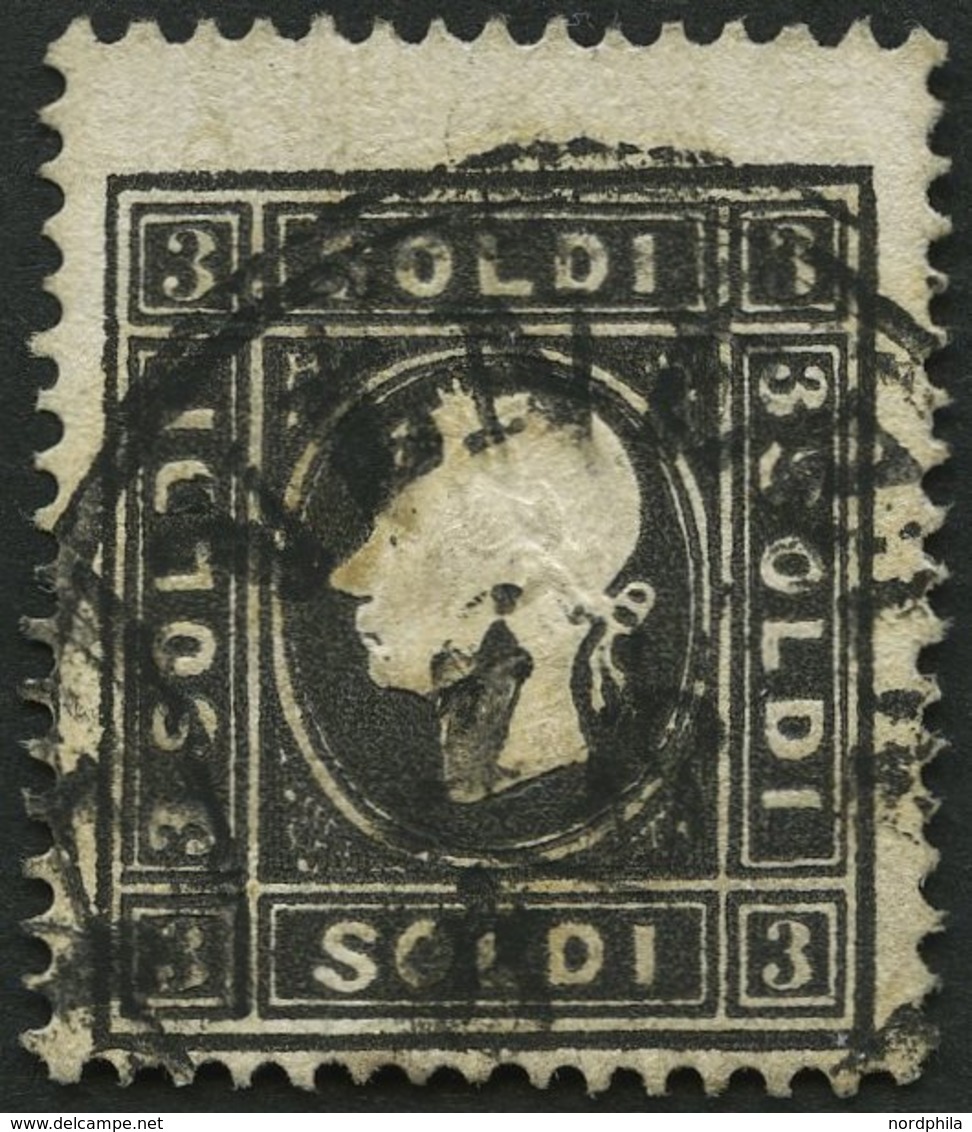 LOMBARDEI UND VENETIEN 7IIa O, 1859, 3 So. Schwarz, Type II, K1 VENEZIA, Pracht, Gepr. Dr. Ferchenbauer, Mi. 120.- - Lombardije-Venetië