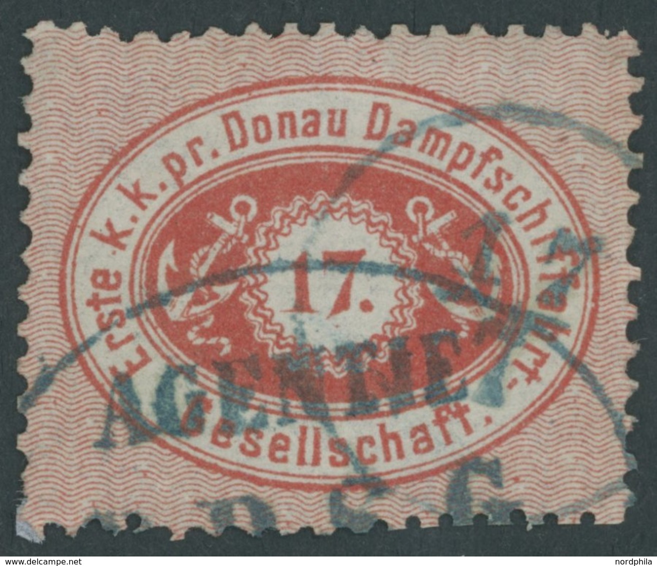 DDG 1A O, 1866, 17 Kr. Scharlachrot, Gezähnt L 12, Blauer Ovalstempel, Feinst, Mi. 120.- - Andere & Zonder Classificatie