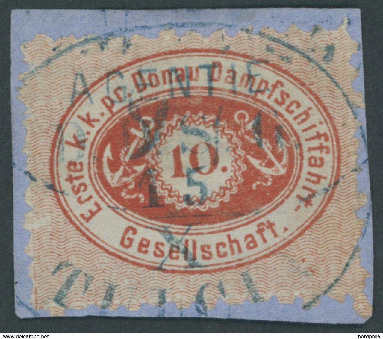 DDG 4 BrfStk, 1870, 10 Kr. Rot, Blauer Ovalstempel TULCIA, üblich Gezähnt, Prachtbriefstück, Mi. 640.- - Other & Unclassified