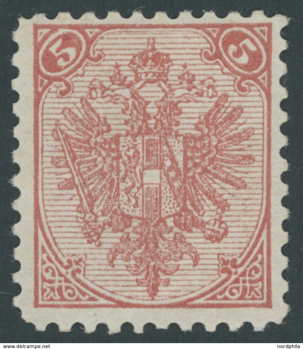 BOSNIEN UND HERZEGOWINA 4IIA *, 1895, 5 Kr. Buchdruck, Platte II, Gezähnt L 101/2, Falzrest, Pracht, Gepr. Zenker, Mi. 1 - Bosnia And Herzegovina