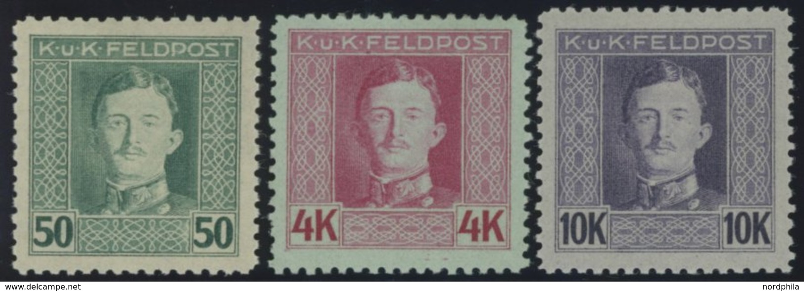 AT-HUNG. FELDPOST ALLG. AUSG. 30,53,55B **, 1915/7, 5 H. Rot, 1 H. Grünblau Und 3 H. Schwarzoliv, Gezähnt L 111/2, Postf - Andere & Zonder Classificatie