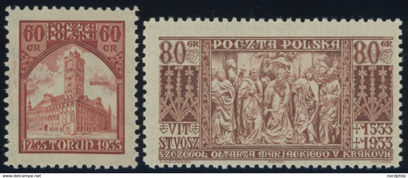 POLEN 281/2 **, 1933, Briefmarkenausstellung Und Von Veit, Postfrisch, 2 Prachtwerte, Mi. 80.- - Other & Unclassified