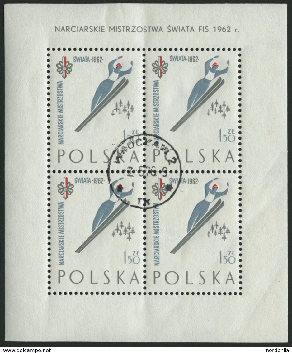POLEN 1294-96CKB O, 1962, Nordische Skiweltmeisterschaften Im Kleinbogensatz, Pracht, Mi. 350.- - Andere & Zonder Classificatie