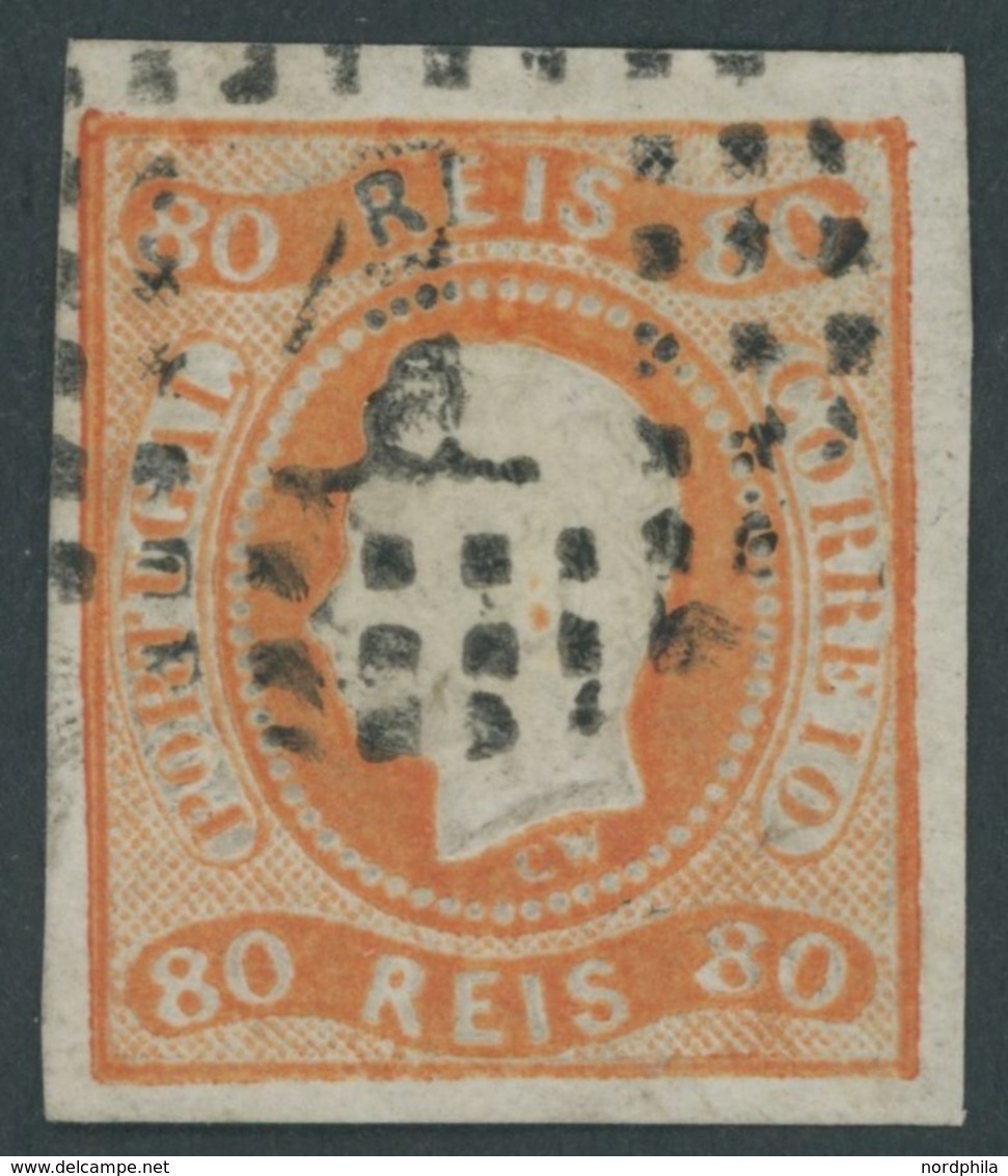 PORTUGAL 22 O, 1866, 80 R. Orange, Pracht, Mi. 100.- - Andere & Zonder Classificatie