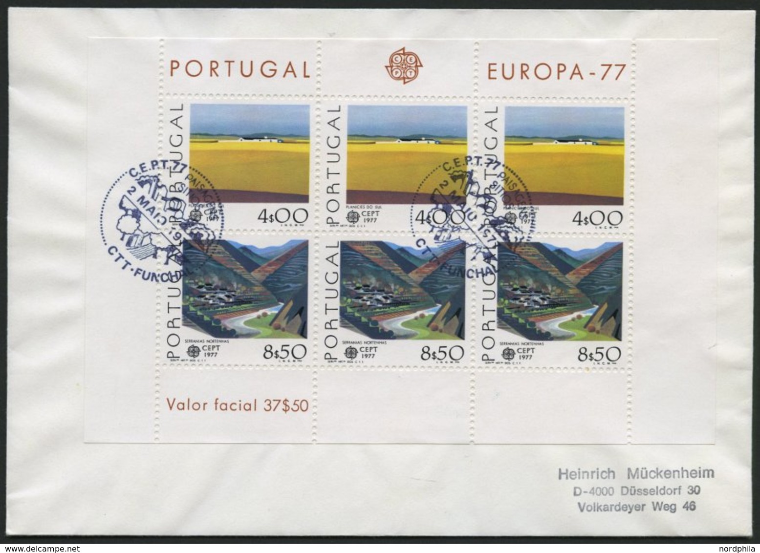 PORTUGAL Bl. 20 BRIEF, 1977, Block Landschaften Auf FDC, Pracht, Mi. 90.- - Andere & Zonder Classificatie