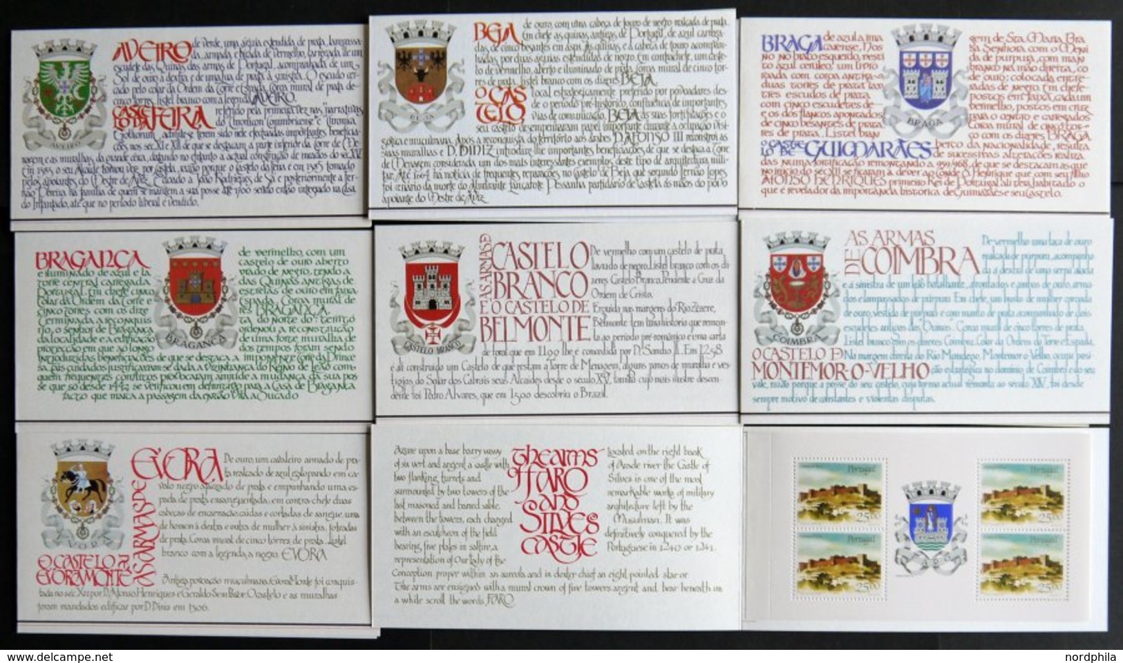 PORTUGAL ** , 1986/7, Burgen Und Schlösser, 8 Postfrische Heftchenblätter Mit Wappen (Mi.Nr. 1680/1,1688/9,1699/1700,170 - Andere & Zonder Classificatie