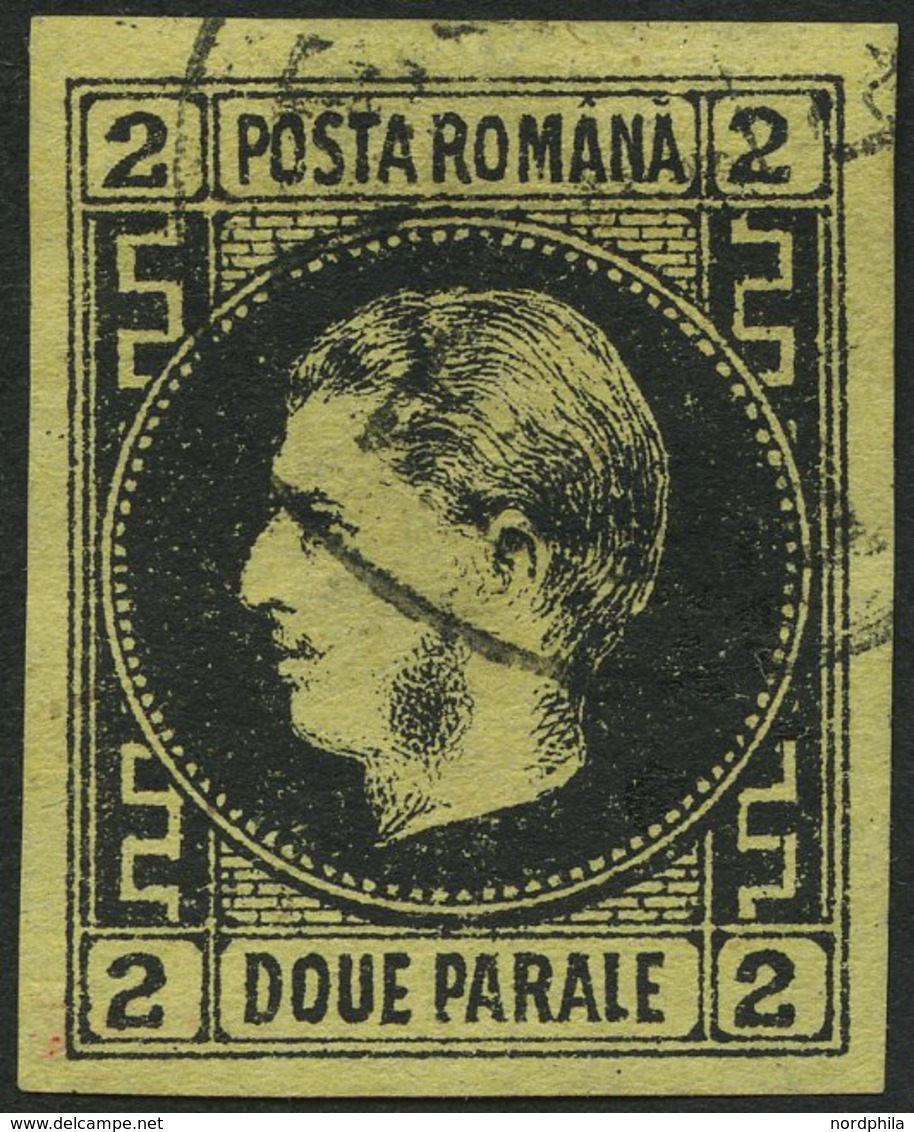 RUMÄNIEN 14y O, 1866, 2 Par. Schwarz Auf Gelb, Dünnes Papier, Pracht, Gepr. Drahn, Mi. 110.- - Andere & Zonder Classificatie