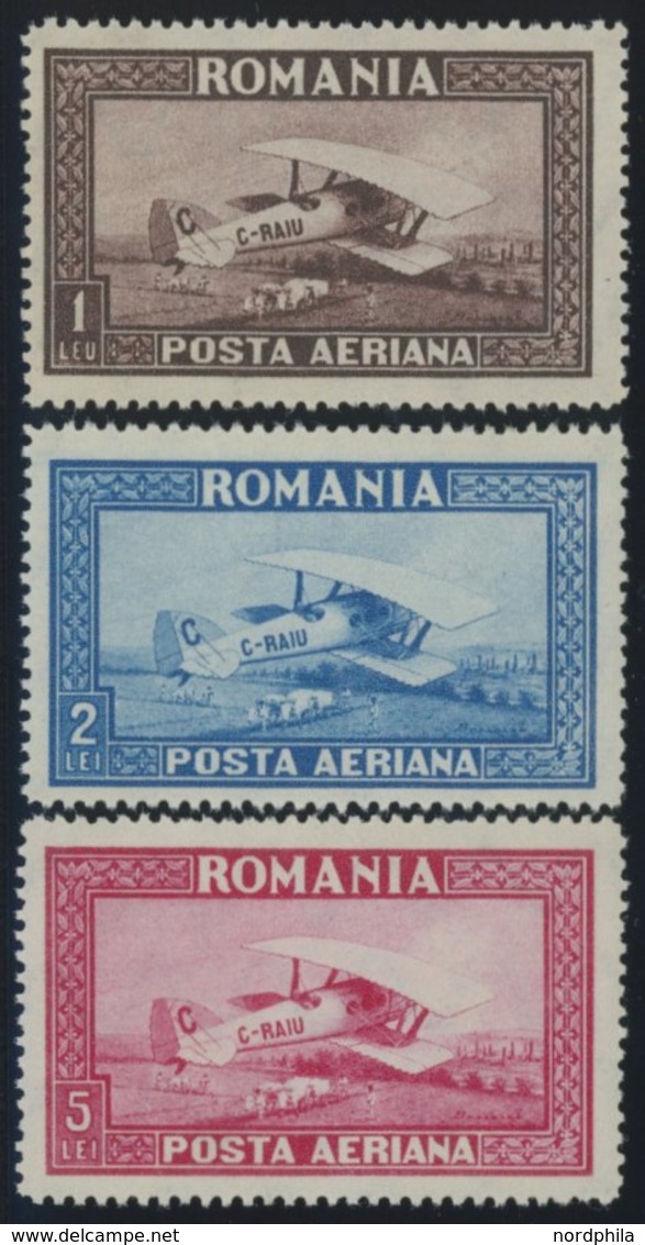 RUMÄNIEN 336-38X,Y **, 1928, Flugpost, Beide Wz., 2 Postfrische Prachtsätze, Mi. 70.- - Andere & Zonder Classificatie