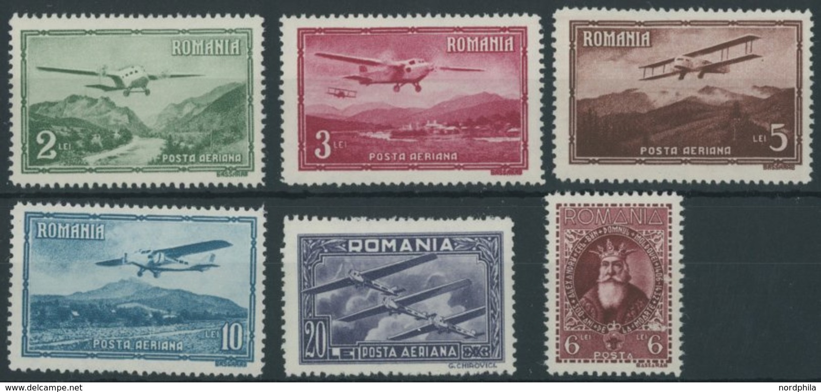 RUMÄNIEN 419-24 **, 1931/2, Flugzeuge Und Alexander I, Normale Zähnung, 6 Postfrische Prachtwerte, Mi. 72.- - Andere & Zonder Classificatie