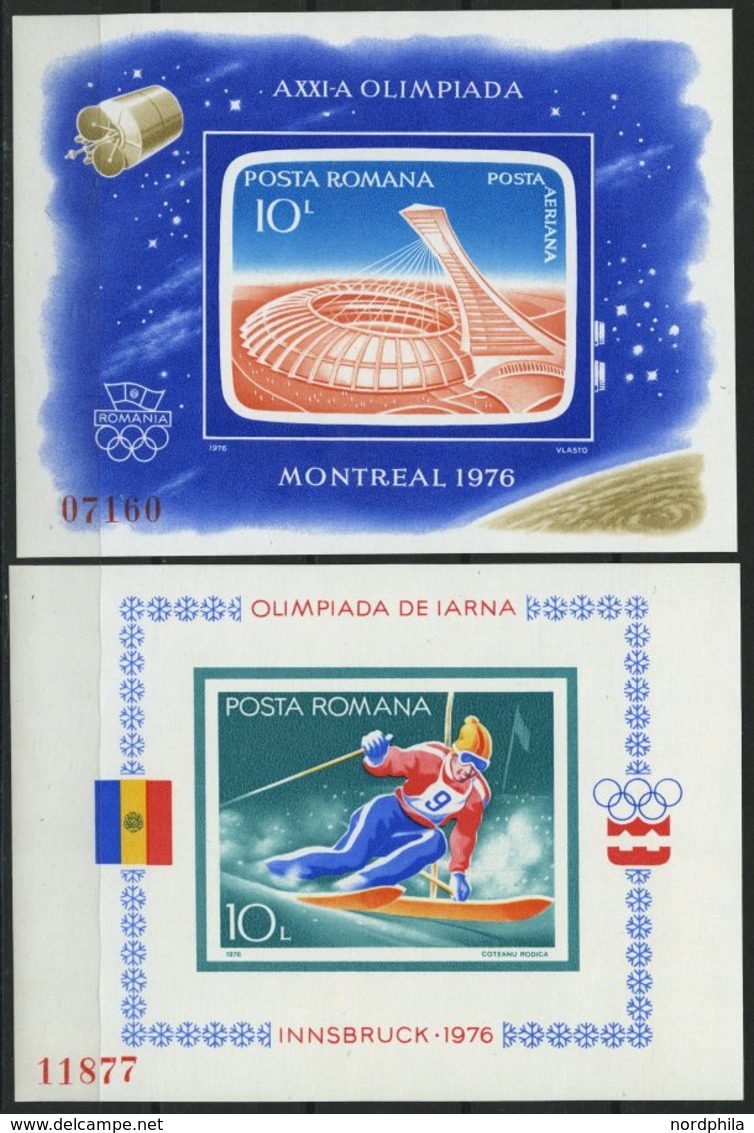 RUMÄNIEN Bl. 129,136 **, 1976, Block Olympische Spiele, Pracht, Mi. 90.- - Andere & Zonder Classificatie