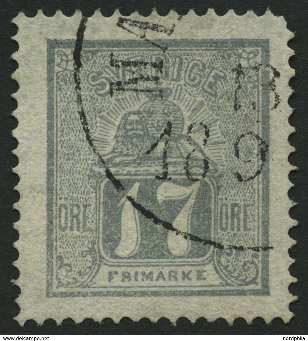 SCHWEDEN 15b O, 1869, 17 Ö. Grau, Obere Rechte Ecke Stumpf Sonst Pracht, Mi. 800.- - Used Stamps