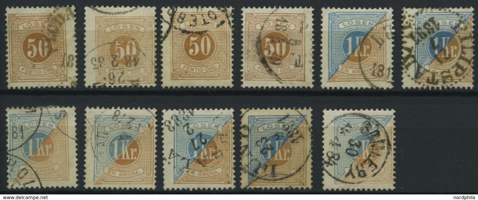 PORTOMARKEN P 1-10A,B O, 1874/77, Gestempelte Sammlung Lösen Von 134 Werten Mit Farbnuancen, Besseren Stempeln Etc., Fas - Usati