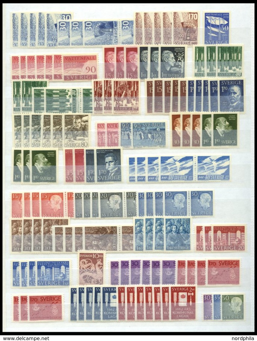 SAMMLUNGEN, LOTS **, Postfrische Dublettenpartie Schweden Von 1945-69 Im Einsteckbuch, Dabei Auch Bessere Zähnungen Und  - Collections