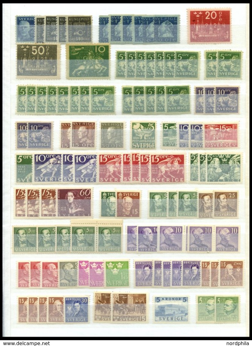 SAMMLUNGEN, LOTS **, Postfrische Partie Schweden Von 1920-44 Mit Einigen Mittleren Werten, Fast Nur Prachterhaltung, Mi. - Collections