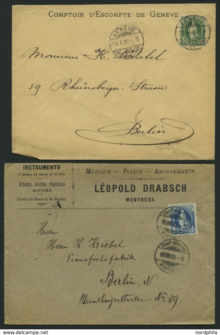 SCHWEIZ BUNDESPOST 59,67,73 BRIEF, 1895,1900, 25 C. Grün, 25 C. Blau Und 25 C. UPU, Je Als Einzelfrankatur Auf Brief Nac - Andere & Zonder Classificatie