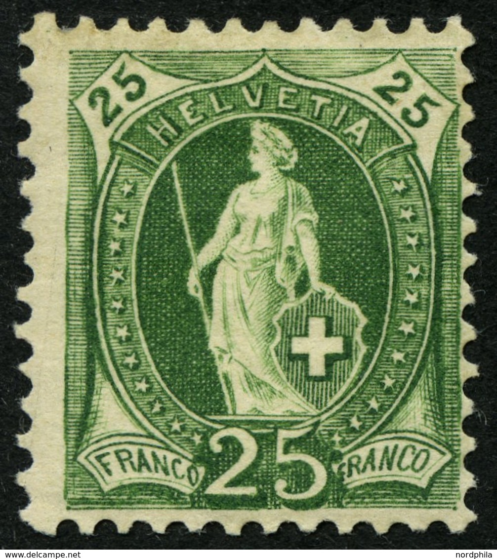 SCHWEIZ BUNDESPOST 59A *, 1882, 25 C. Grün, Gezähnt K 11 3/4, Falzreste, Pracht, Mi. 170.- - Other & Unclassified