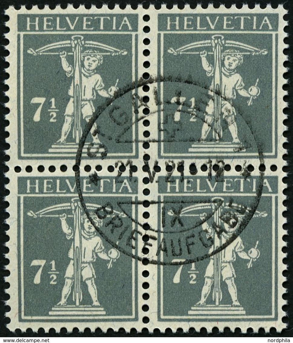 SCHWEIZ BUNDESPOST 138xIII VB O, 1915, 13 C. Dunkelgrauoliv Auf Mattgelblichorange, Type III, Im Zentrisch Gestempelten  - Altri & Non Classificati