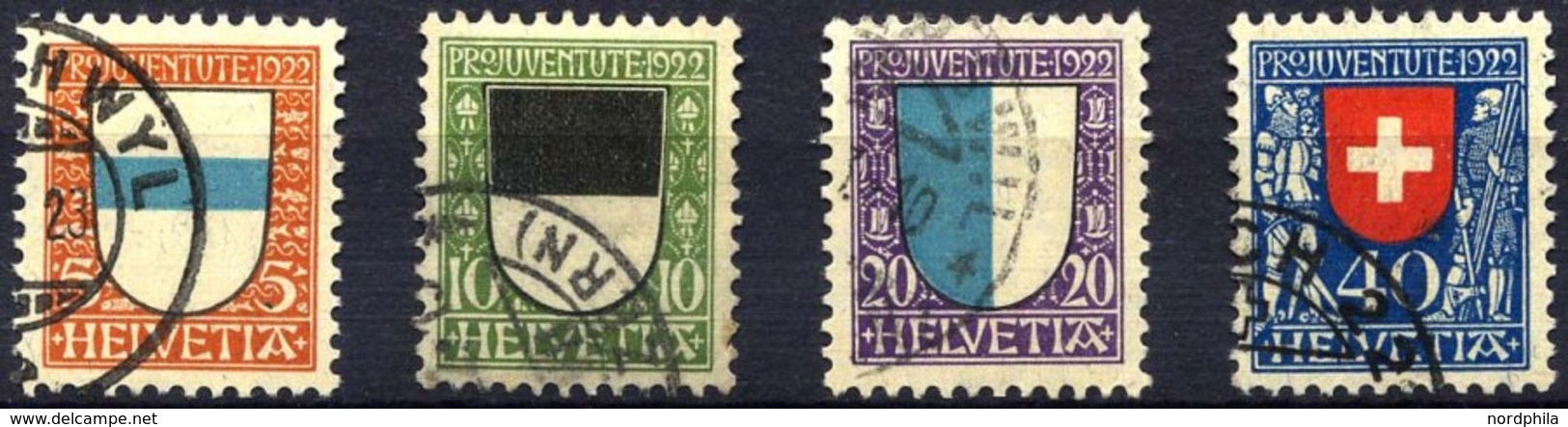 SCHWEIZ BUNDESPOST 175-78 O, 1922, Pro Juventute, Prachtsatz, Mi. 95.- - Other & Unclassified