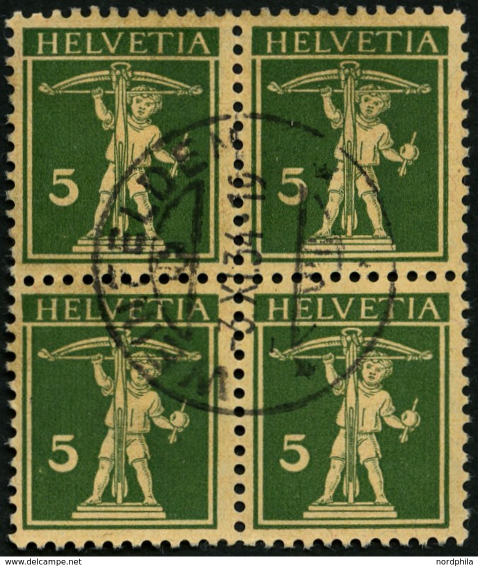 SCHWEIZ BUNDESPOST 201z VB O, 1933, 5 C. Schwärzlichgrünoliv Auf Mattgelblichorange, Geriffelter Gummi, Im Zentrisch Ges - Andere & Zonder Classificatie