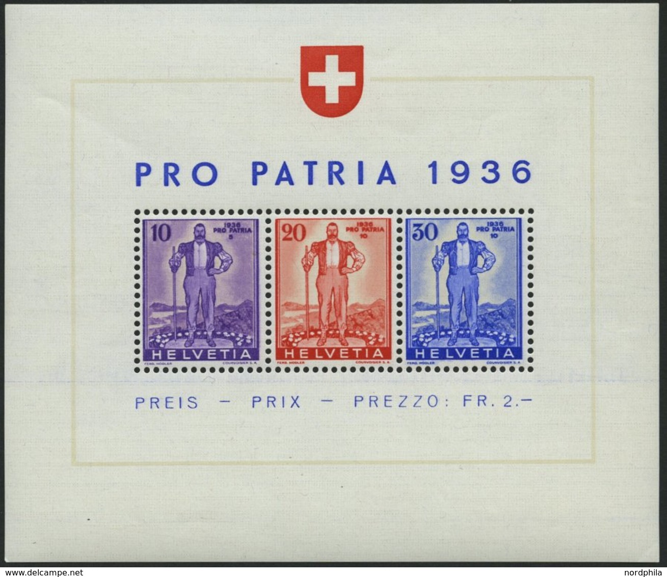 SCHWEIZ BUNDESPOST Bl. 2 **, 1936, Block Pro Patria, Winziger Eckbug Sonst Pracht, Mi. 75,- - Andere & Zonder Classificatie