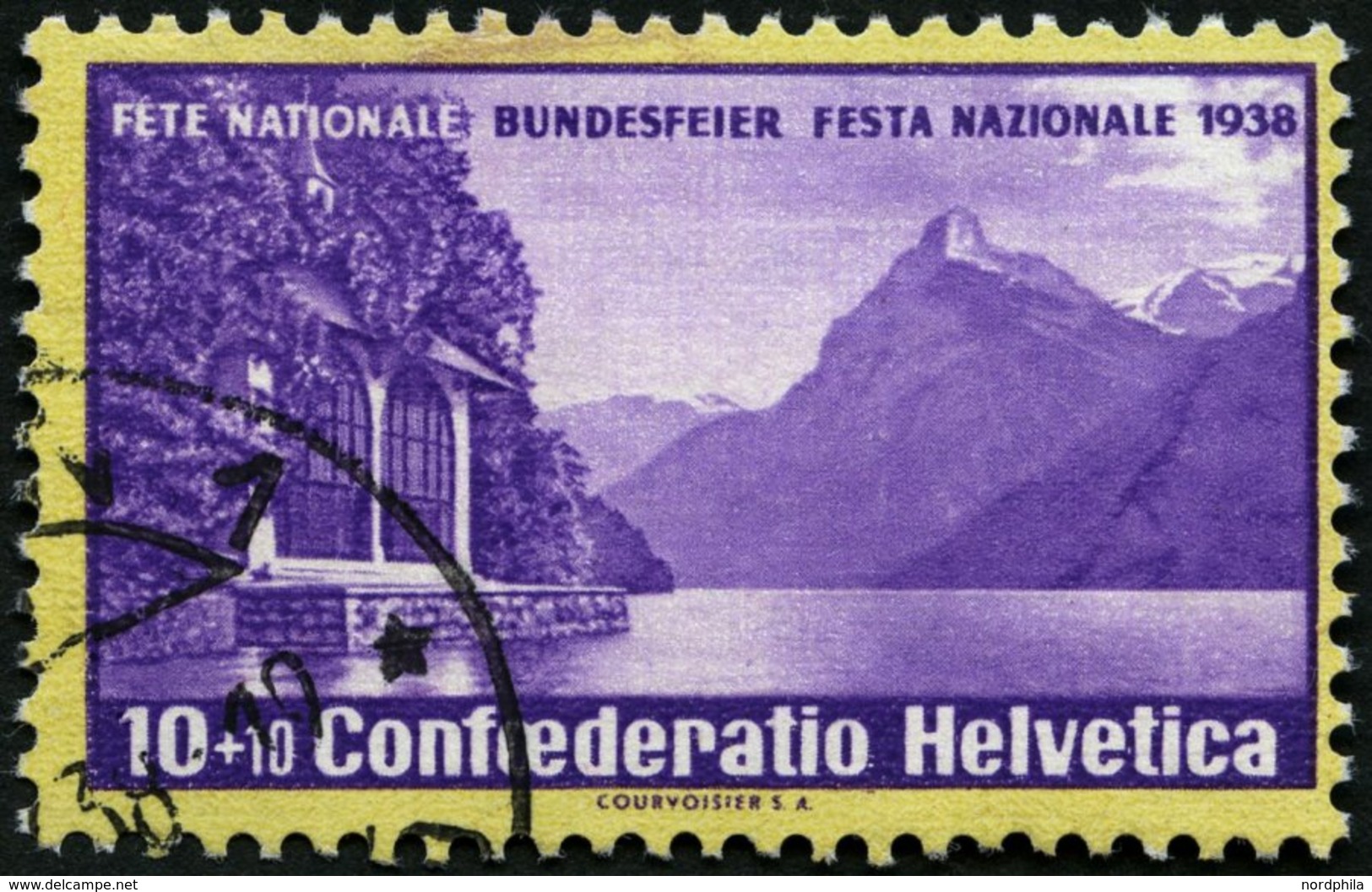 SCHWEIZ BUNDESPOST 326z O, 1938, 10 C. Pro Patria, Geriffelter Gummi, Pracht, Mi. 120.- - Otros & Sin Clasificación