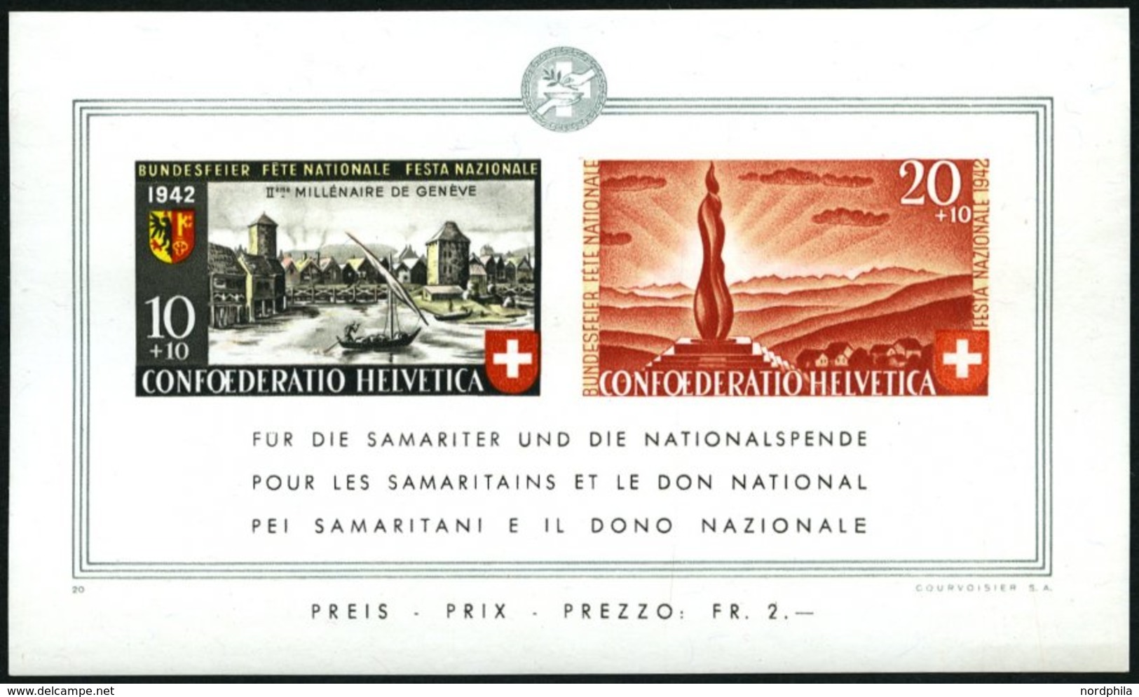 SCHWEIZ BUNDESPOST Bl. 7 **, 1942, Block Pro Patria, Feinst, Mi. 110.- - Otros & Sin Clasificación