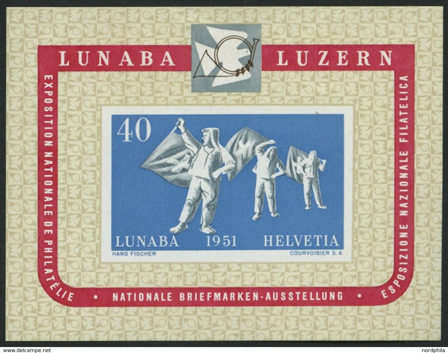 SCHWEIZ BUNDESPOST Bl. 14 **, 1951, Block LUNABA, Feinst, Mi. 260.- - Other & Unclassified