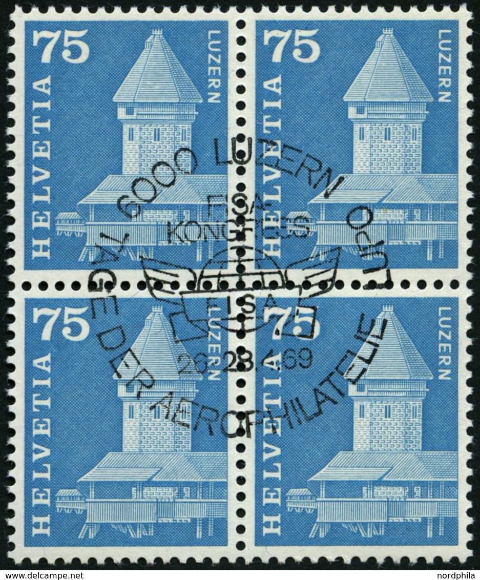 SCHWEIZ BUNDESPOST 707yI VB O, 1960, 75 C. Kapellbrücke Und Wasserturm, Phosphoreszenz Rückseitig Statt Vorderseitig, Im - Other & Unclassified