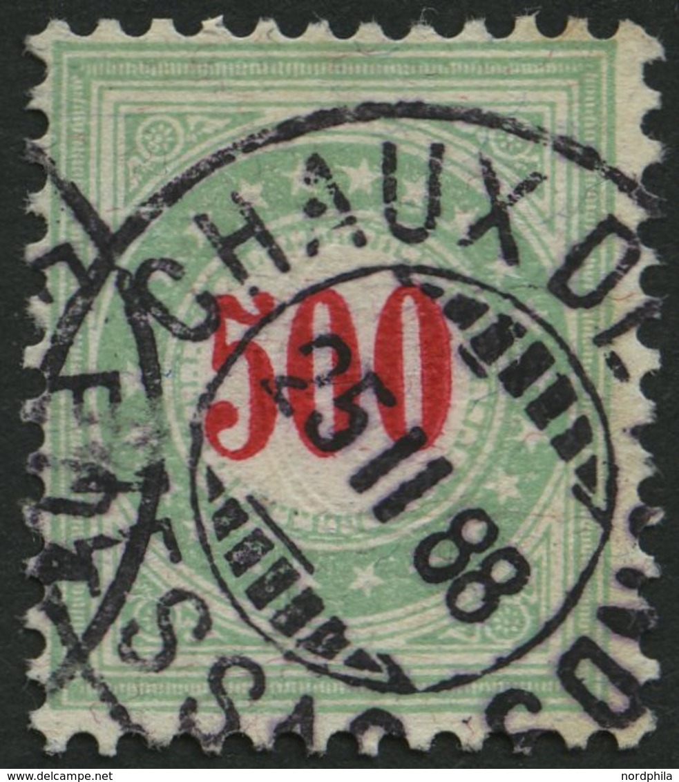 PORTOMARKEN P 22IIAXaK O, 1883, 500 C. Opalgrün/rot, Pracht, Mi. 200.- - Impuesto