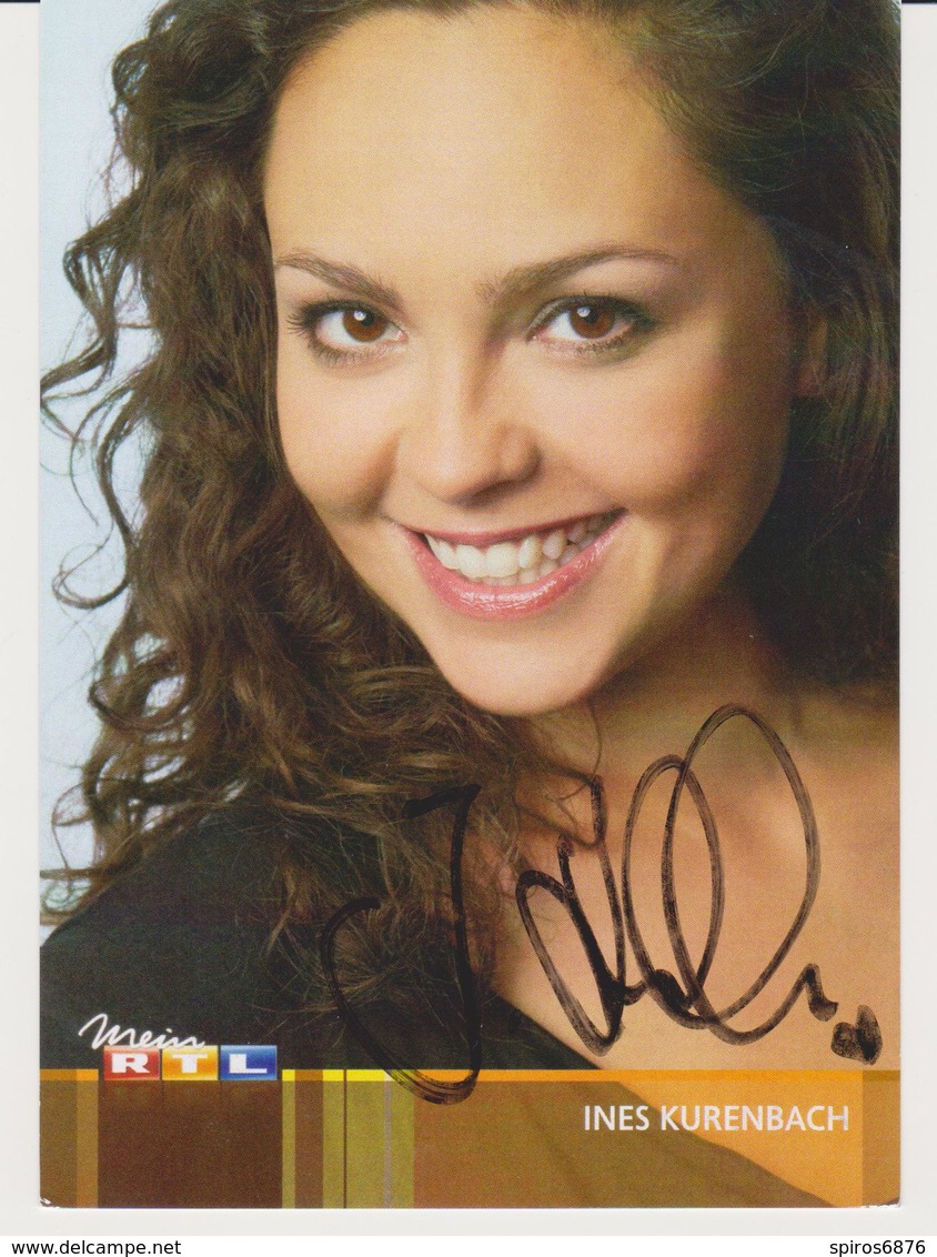 Authentic Signed RTL Card / Autograph -  German Actress INES KURENBACH TV Series Unter Uns - Autogramme