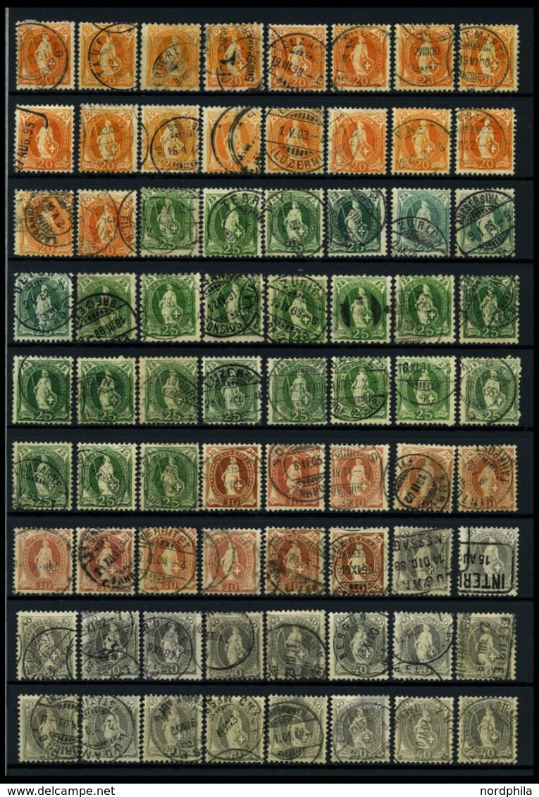 LOTS O, 1882-1904, Interessante Partie Stehende Helvetia Mit Kontrollzeichen, Dabei Bessere Zähnungen, Farben Und Abstem - Verzamelingen