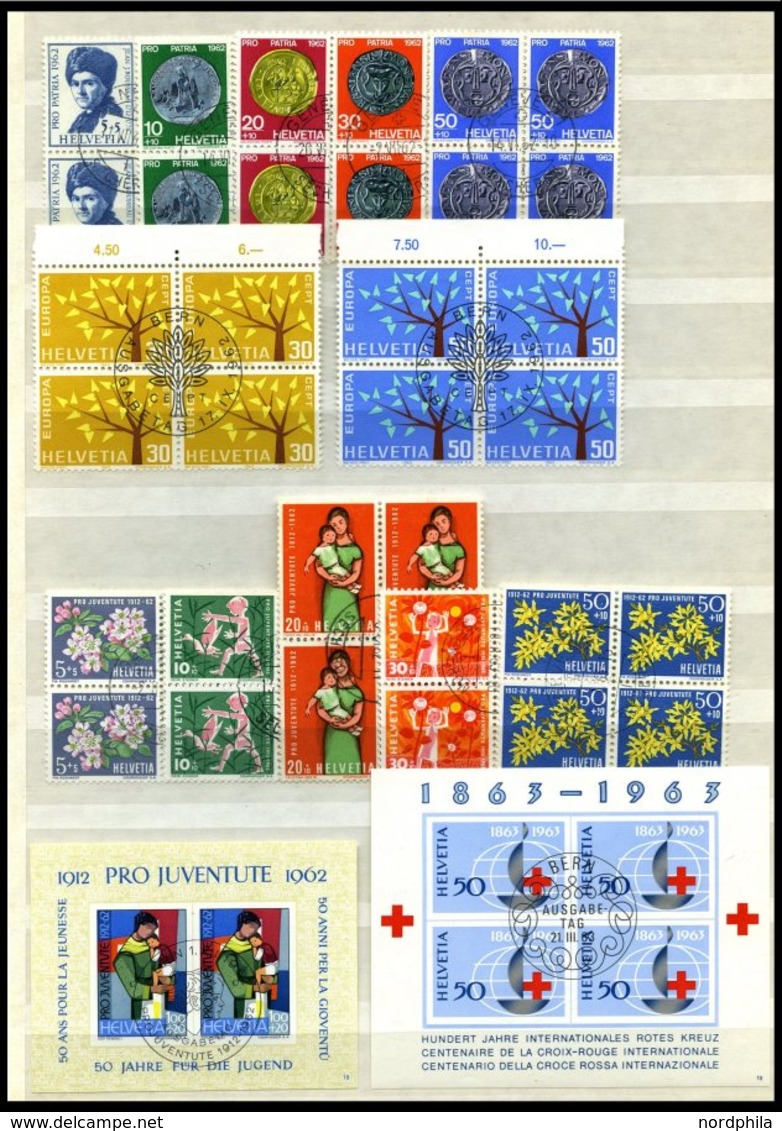 LOTS VB O, 1962-71, Saubere Partie Verschiedener Zentrisch Gestempelter Viererblocks, Nur Komplette Ausgaben, Pracht, Mi - Lotti/Collezioni