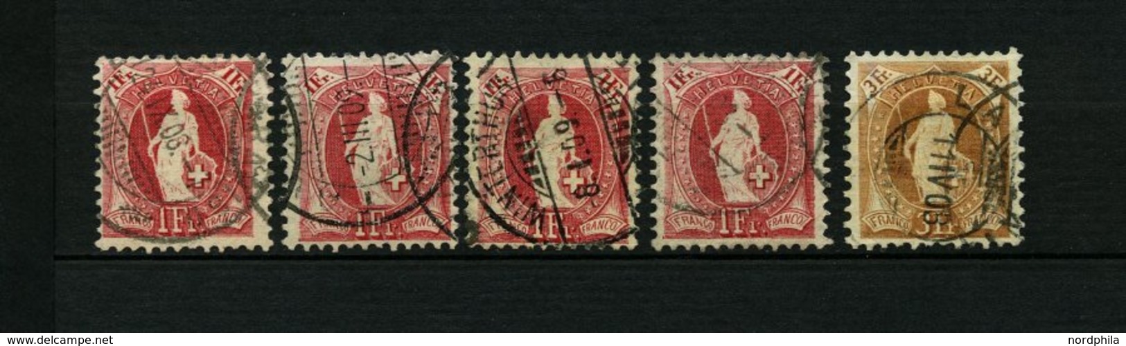 LOTS O,* FDC, 1905-07, Stehende Helvetia, Wz. 1, Meist Gestempelte Partie Von 77 Werten, Dabei Mi.Nr. 80C, 94C Gestempel - Verzamelingen