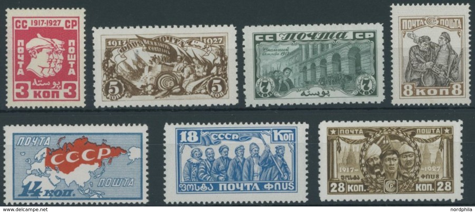 SOWJETUNION 328-34 *, 1927, Oktoberrevolution, Falzrest, Prachtsatz - Andere & Zonder Classificatie