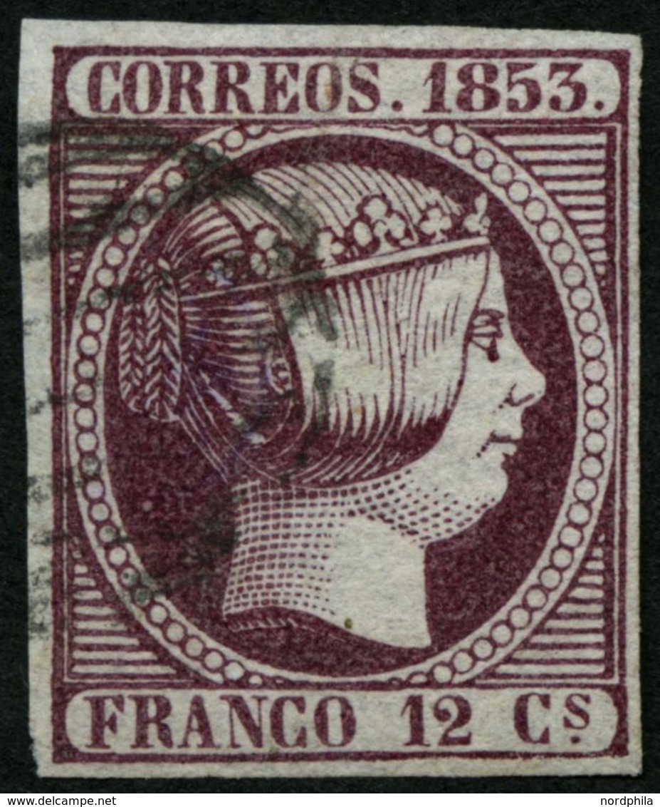 SPANIEN 13 O, 1852, 12 Cs. Lila, Pracht, Mi. 150.- - Altri & Non Classificati