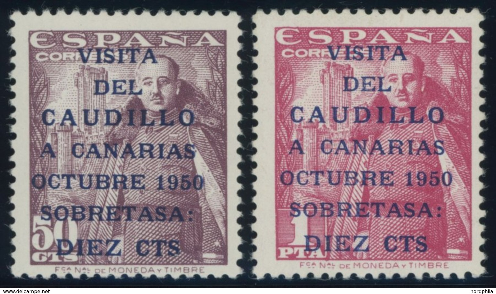 SPANIEN 985/6 **, 1950, Besuch Francos Auf Den Kanarischen Inseln, Postfrisch, Pracht, Mi. 200.- - Andere & Zonder Classificatie