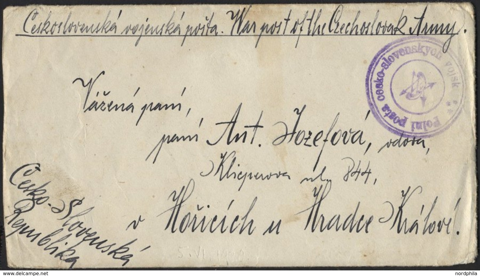 TSCHECHOSLOWAKEI 1920, Später Feldpostbrief Aus Wladiwostok Mit Violettem K3 Des Tschechoslowakischen General-Konsulats  - Storia Postale