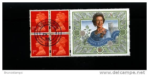 GREAT BRITAIN -  1996 QUEEN'S LBIRTHDAY BOOKLET LABEL PANE UNFOLDED  FINE USED - Machins