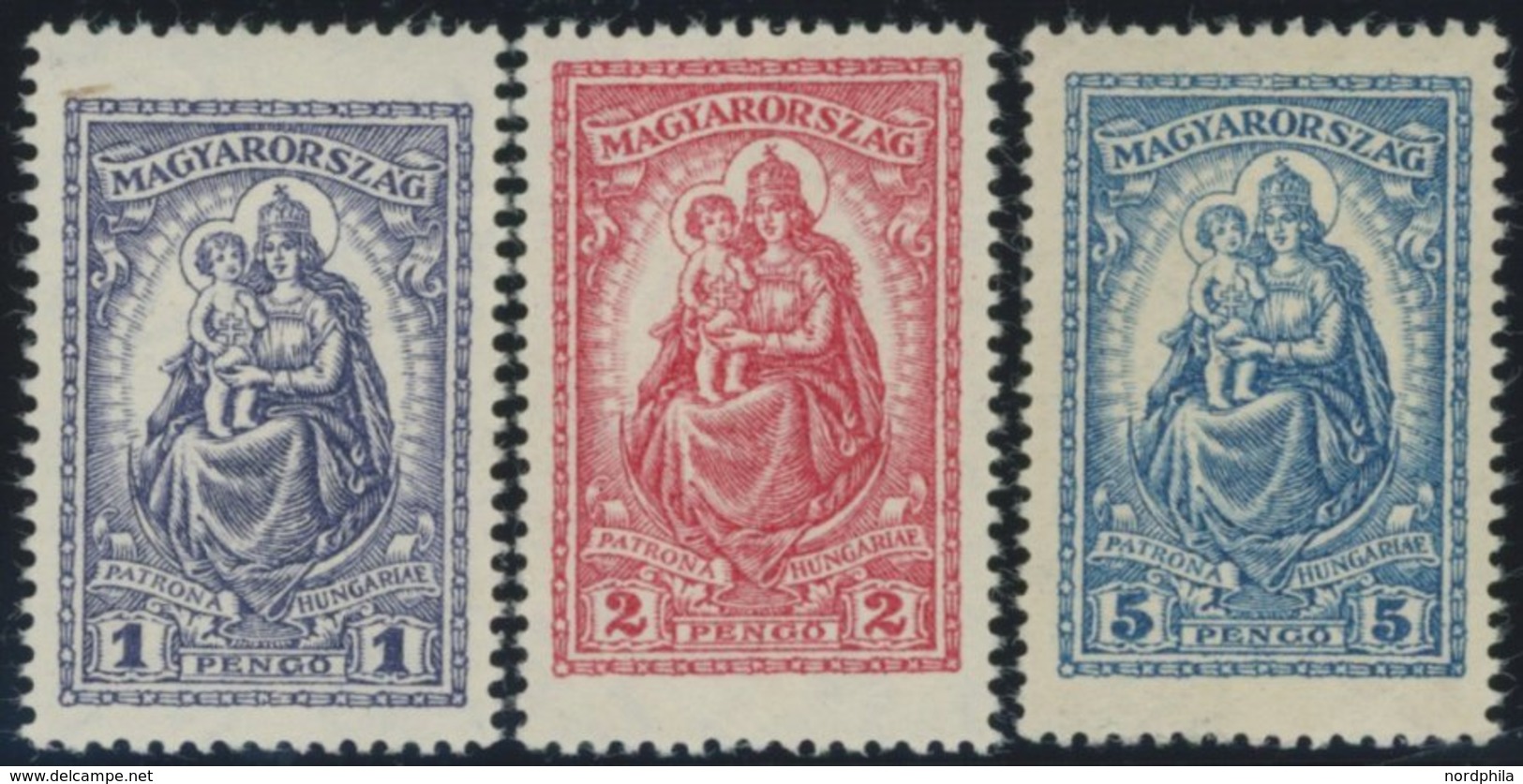UNGARN 427-29 **, 1926, Patrona Hungariae, 1 Und 2 P. Herstellungsbedingte Gummiknitter, Postfrischer Prachtsatz, Mi. 14 - Otros & Sin Clasificación