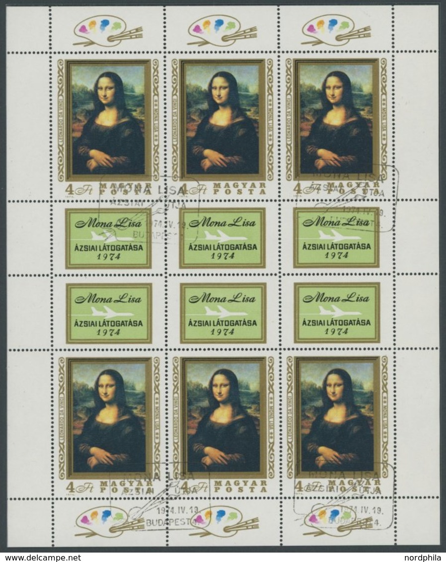 UNGARN 2940A KB O, 1974, 4 Ft. Mona Lisa Im Kleinbogen, Ersttags-Sonderstempel, Pracht, Mi. 90.- - Andere & Zonder Classificatie