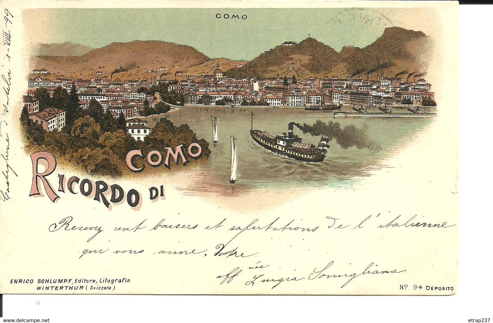 Ricordo Di COMO. CPA 1899. Voir Description - Como