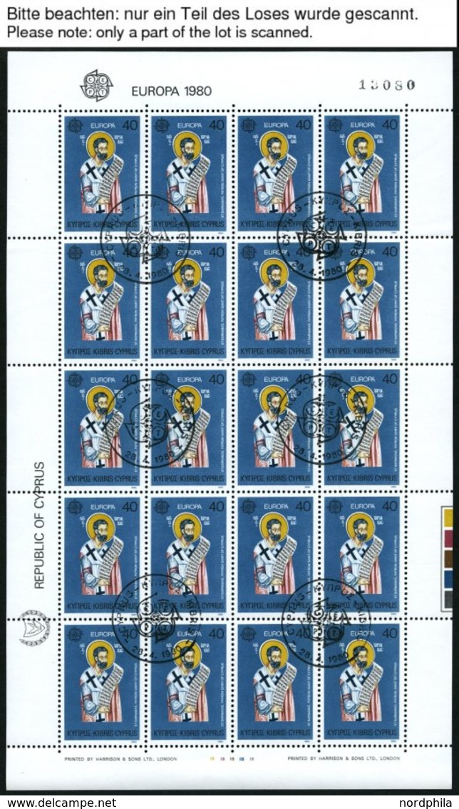 ZYPERN KB O, 1980-90, Europa Komplett In Kleinbogen Mit Ersttagsstempeln, Ohne Mi.Nr. 717/8, Pracht, Mi. 252.- - Andere & Zonder Classificatie