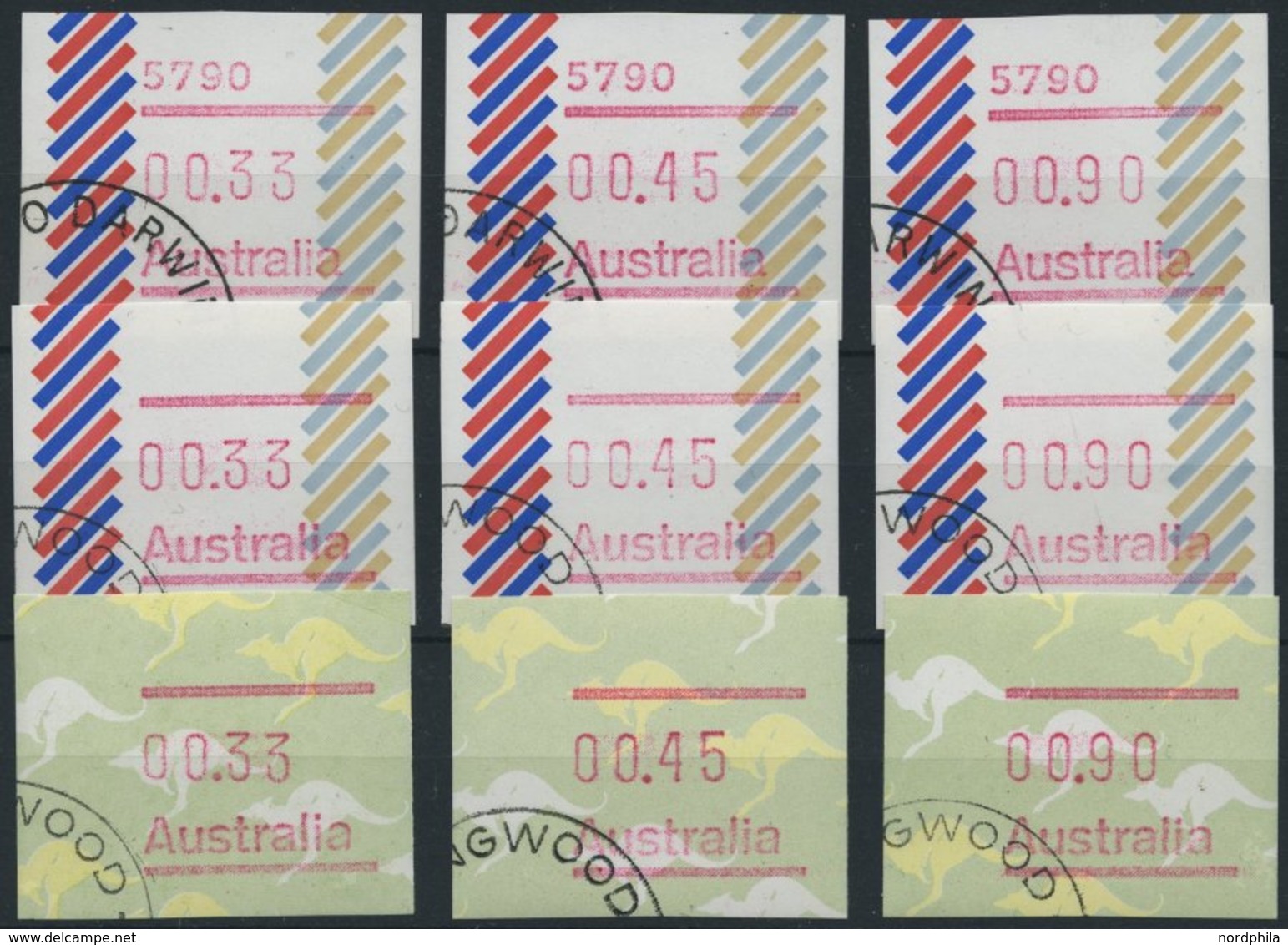 WESTAUSTRALIEN O, 1984/5, Balkan Und Känguruh, 3 Tastensätze Zu 0.33/0.45/0.90 (Mi.Nr. 1 S2, 2 S3, 3 S1), Pracht, Mi. 98 - Usati