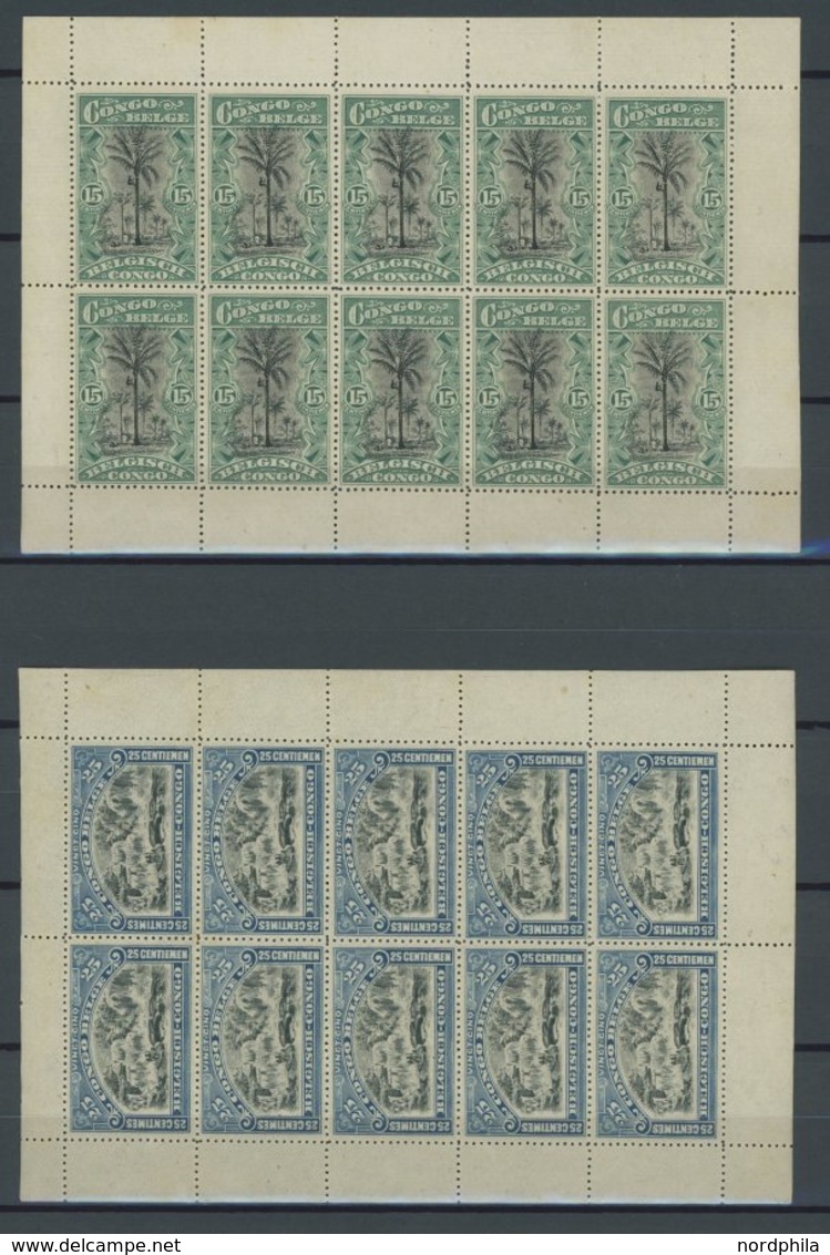 BELGISCH-KONGO 25-28MHB **, 1915. 5 - 25 C. Freimarken, Je Im Kleinbogen (10) Für Markenheftchen, Postfrisch, Pracht - Other & Unclassified